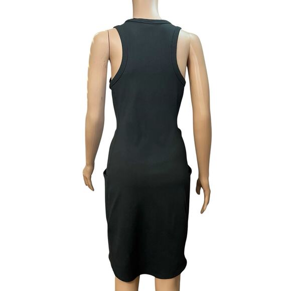 Zella Live In Rib Pocket Tank Dress Medium Black Knee Length Sporty Athleisure - Picture 5 of 8
